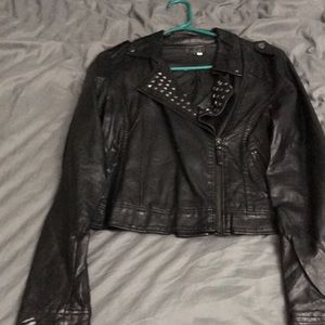 Studded leather jacket.